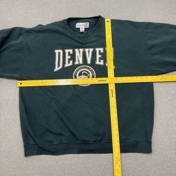 Vtg University of Denver Gear For Sports Cotton 90s Green Sweatshirt XXL Boxy - Picture 6 of 8